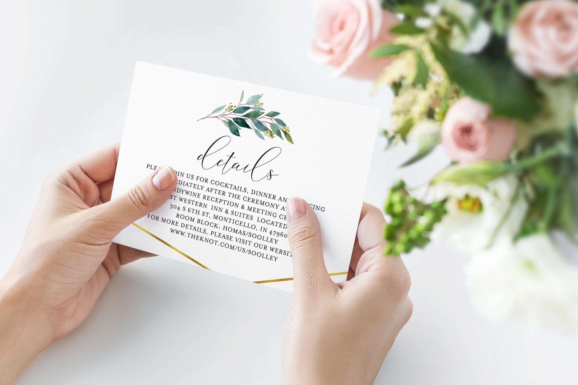 Geometric Wedding Invitation Template Instant Download Templett Printable Wedding Editable Greenery Gold - Tara - SAVVY PAPER CO