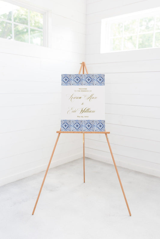Mediterranean Wedding Welcome Sign Template, Tiles Wedding Welcome, Greek Wedding Welcome, Printable Welcome Sign, Editable Templett - JUDY - SAVVY PAPER CO