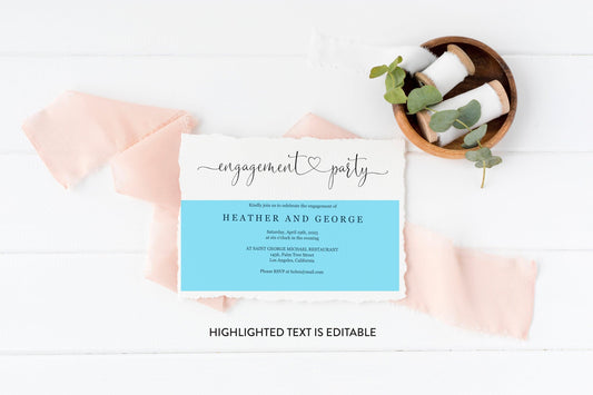 Minimal Engagement Party Invite, Printable Invitation, Engagement Invites, Invitation Template, Instant Download - Heather - SAVVY PAPER CO