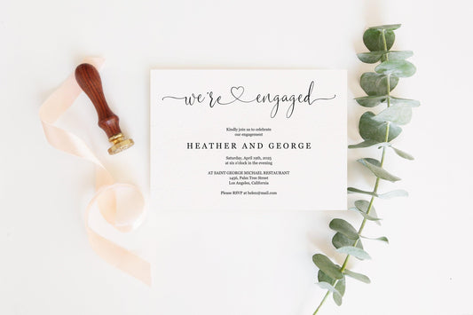 Minimal Engagement Party Invite Printable Invitation Engagement Invites Invitation Template Instant Download - Heather - SAVVY PAPER CO