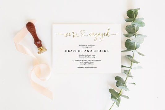 Minimal Engagement Party Invite Printable Invitation Engagement Invites Invitation Template Instant Download - Heather - SAVVY PAPER CO