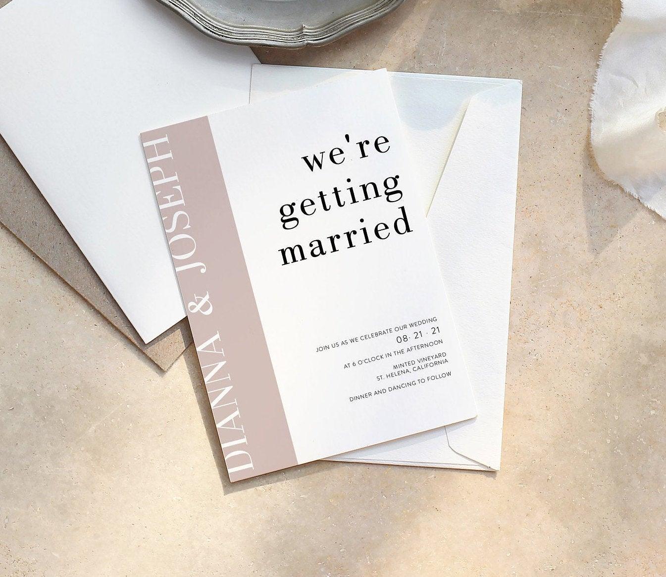 Minimalist Modern Wedding Invitation Template, Wedding Invitations, Printable DIY, Wedding Invitation Template Download - DIANA - SAVVY PAPER CO