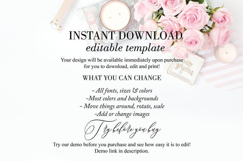 Minimalist Modern Wedding Invitation Template, Wedding Invitations, Printable DIY, Wedding Invitation Template Download - DIANA - SAVVY PAPER CO