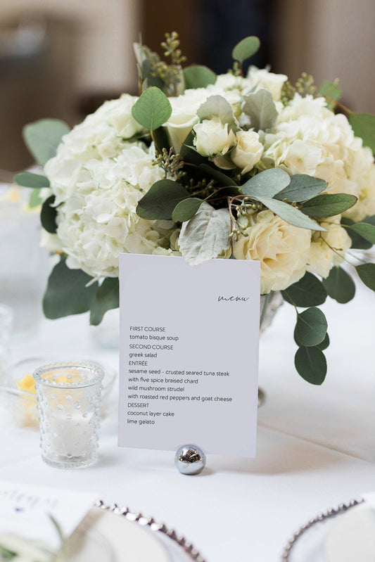 Minimalist Wedding Menu, Printable Wedding Menu Template,Dinner Menu Card, Instant Download Editable Menu Cards, Templett - Julia - SAVVY PAPER CO