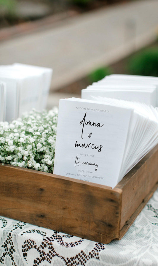 Minimalist Wedding Program Template, Program For Wedding, Printable Wedding Program, Editable Wedding Program Templett - DONNA - SAVVY PAPER CO