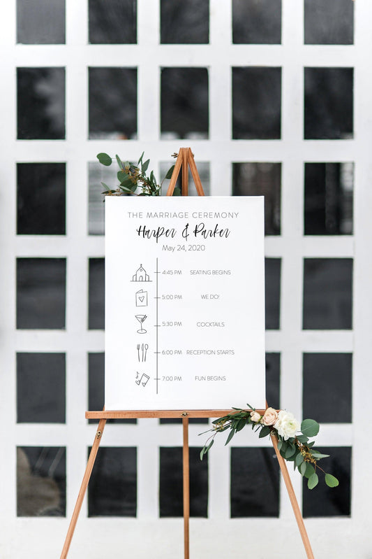 Order of Events Sign Template Minimalist Wedding Itinerary Sign Simple Timeline Sign Printable - Eileen - SAVVY PAPER CO