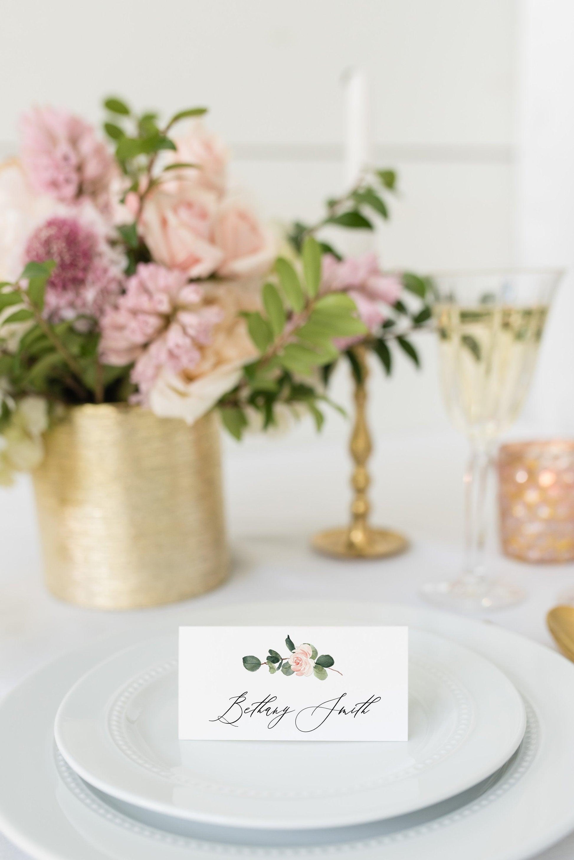 Place Card Template Wedding Escort Cards Printable Place Cards Floral Editable Wedding Greenery - Scarlett - SAVVY PAPER CO