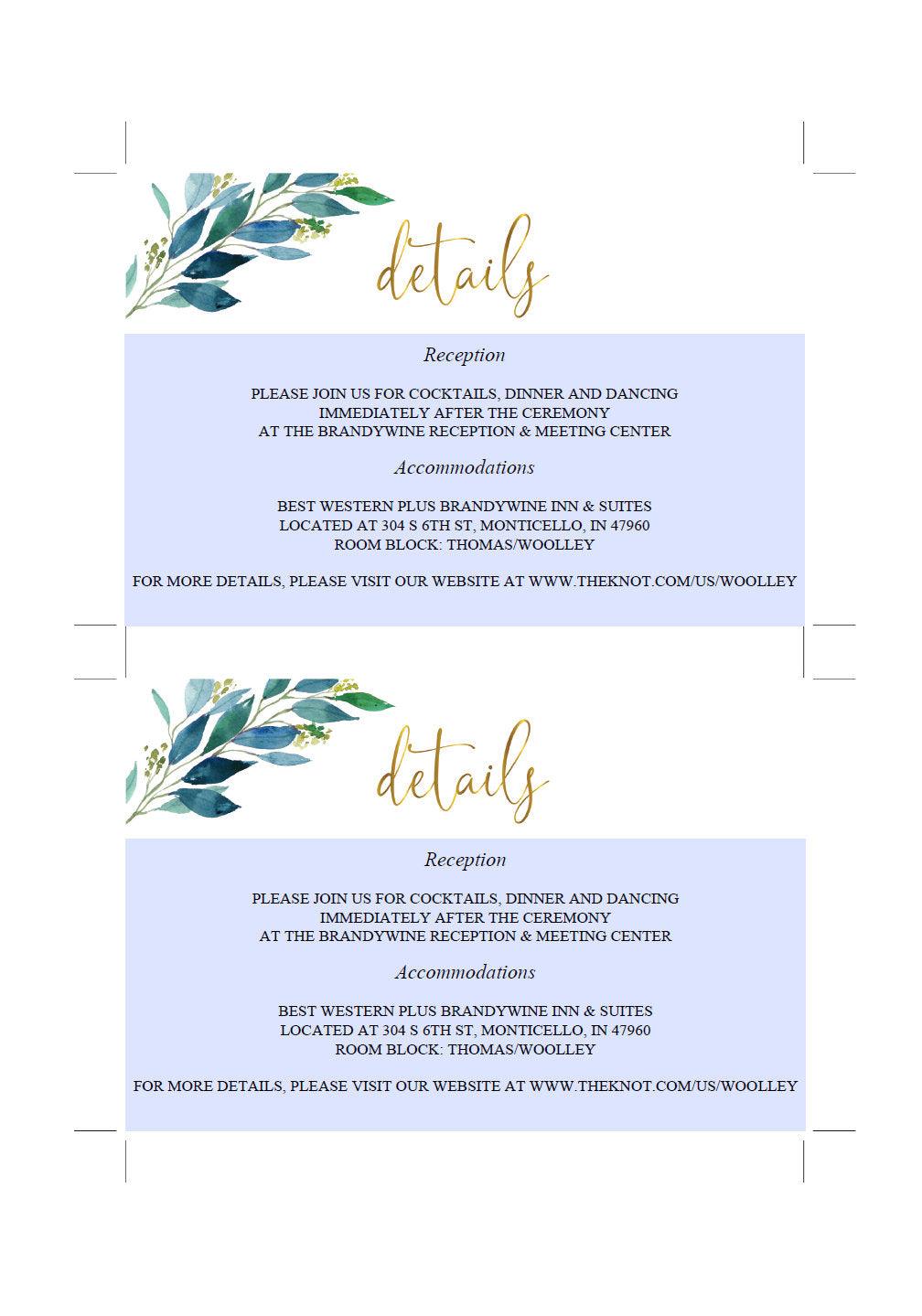 Printable Dusty Blue Wedding Invitation Set Editable Template, DIY Instant Download Invites, Invitation Suite- Elaine - SAVVY PAPER CO