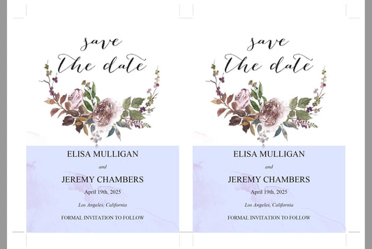 Printable Save-the-Date Template, Engagement Invite, PDF Instant Download, Floral Wedding Announcement - Elisa - SAVVY PAPER CO