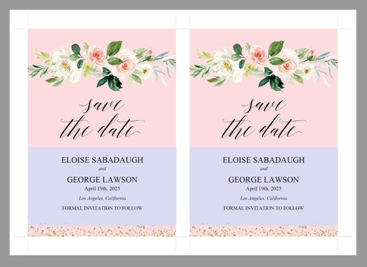 Printable Save-the-Date Template, Engagement Invite, PDF Instant Download, Greenery, Wedding Announcement, Blush, Gold - Eloise - SAVVY PAPER CO