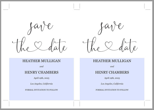 Printable Save-the-Date Template, Engagement Invite, PDF Instant Download, Greenery, Wedding Announcement, Heart, Calligraphy - Heather - SAVVY PAPER CO
