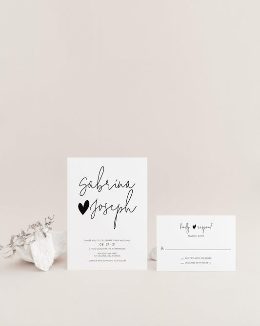 Printable Wedding Invitation Set Editable Template, DIY Instant Download Invites, Invitation Suite, 100% Editable- Gab - SAVVY PAPER CO