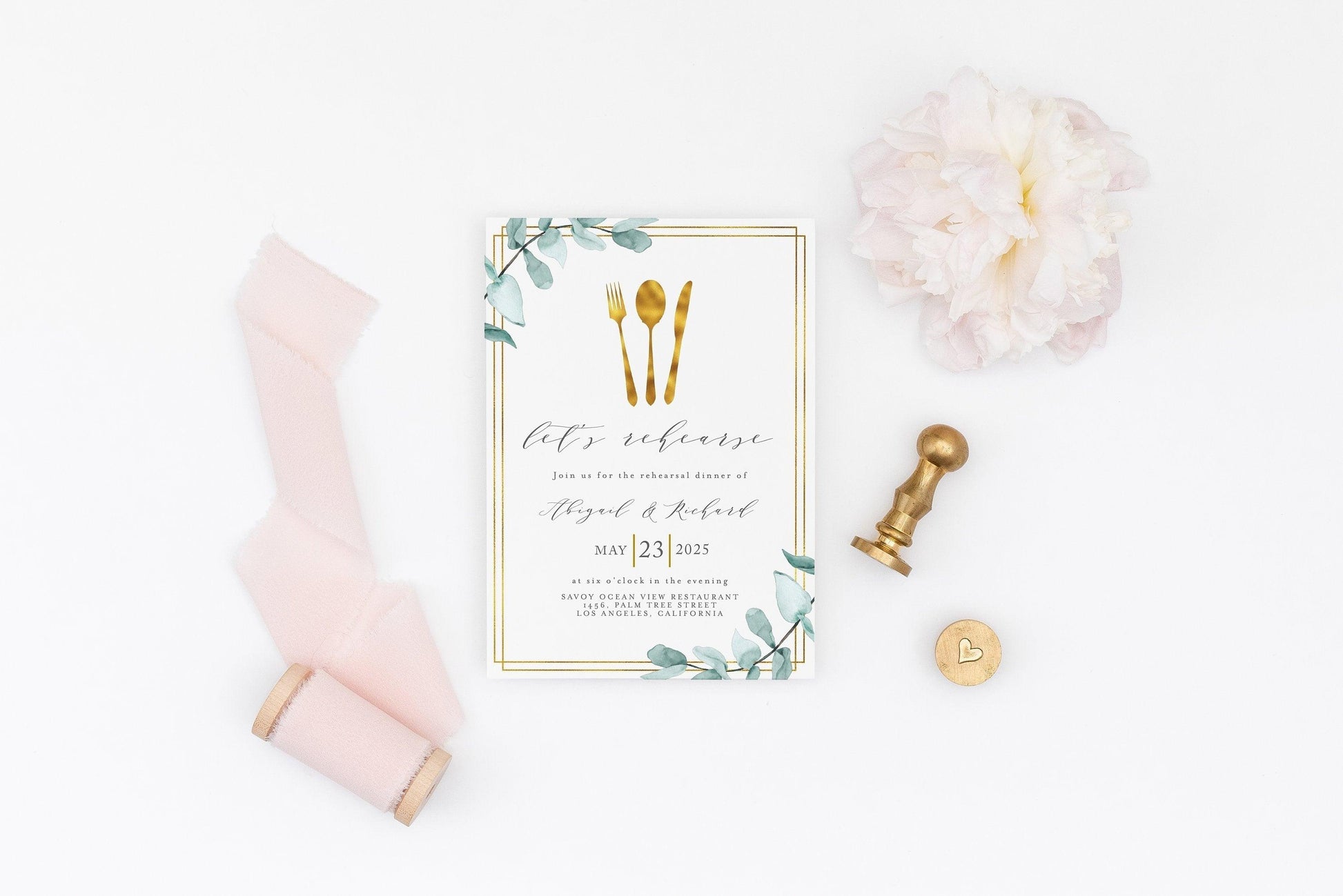 Rehearsal Dinner Invitation Template Printable Wedding, Calligraphy Wedding, Instant Download - Abi - SAVVY PAPER CO
