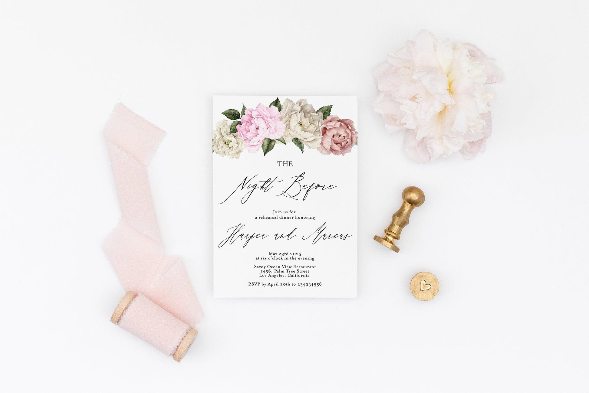 Rehearsal Dinner Invitation Template Printable Wedding Pink Wedding Instant Download - Harper - SAVVY PAPER CO