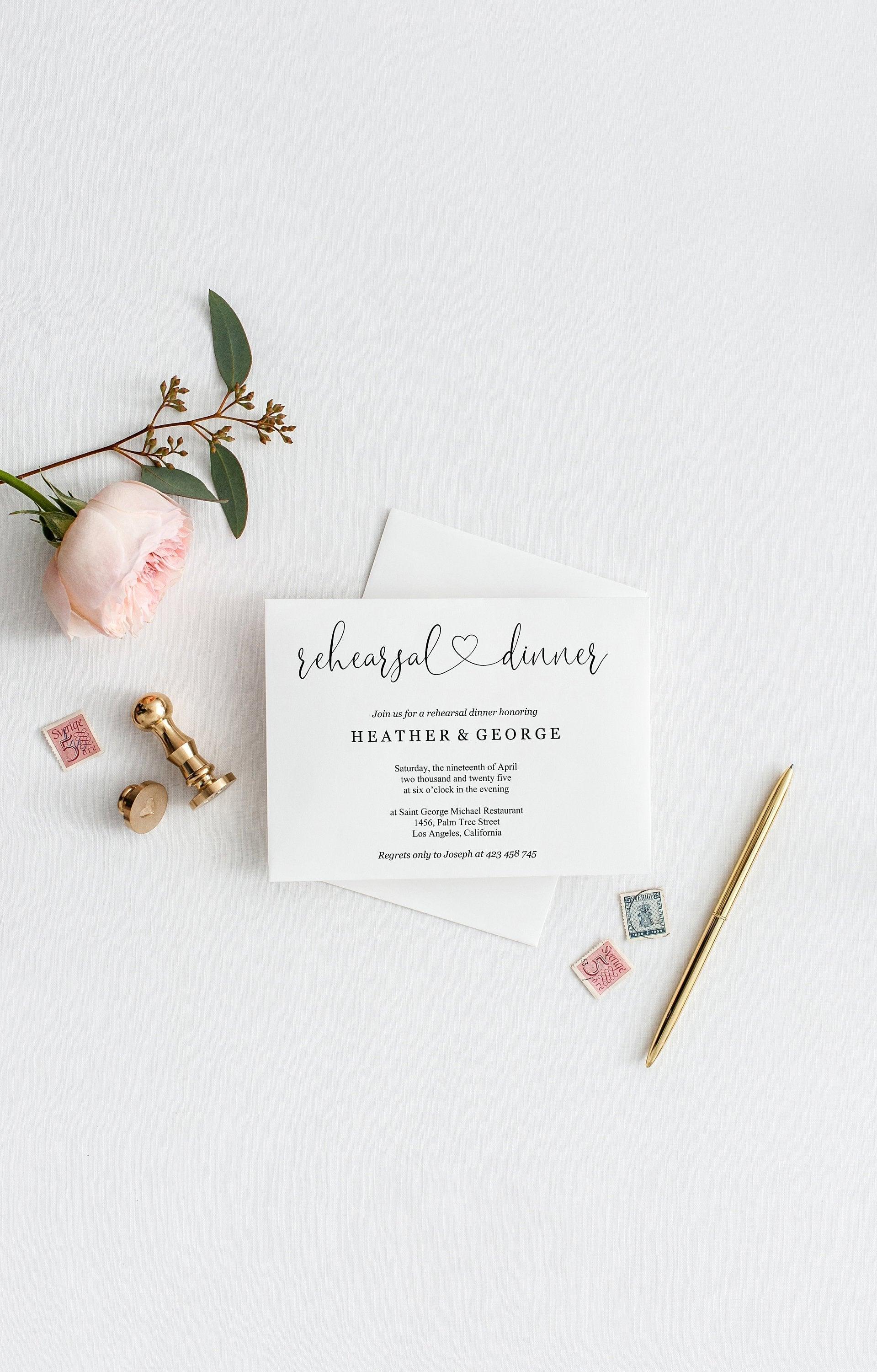 Rehearsal Dinner Invitation Template, Printable Wedding Rehearsal Dinner Invitation, Rustic Wedding, Instant Download - HEATHER - SAVVY PAPER CO