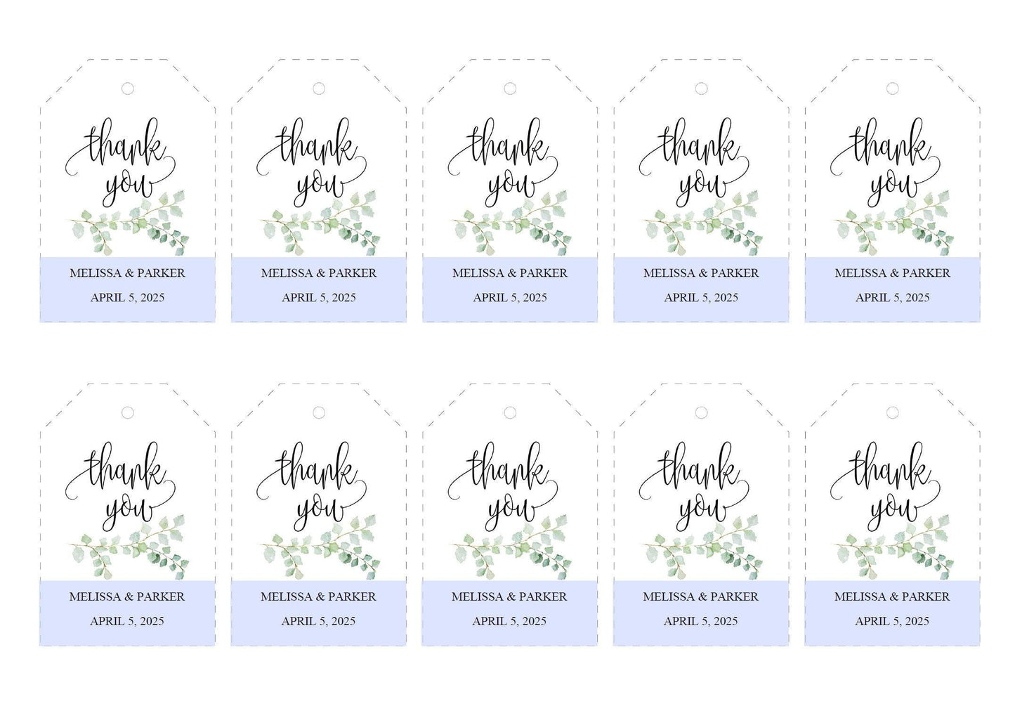 Simple Wedding Thank You Tags, Instant Download, Thank you Gift Tags, Printable Thank You, Greenery, Rustic Wedding - Melissa - SAVVY PAPER CO