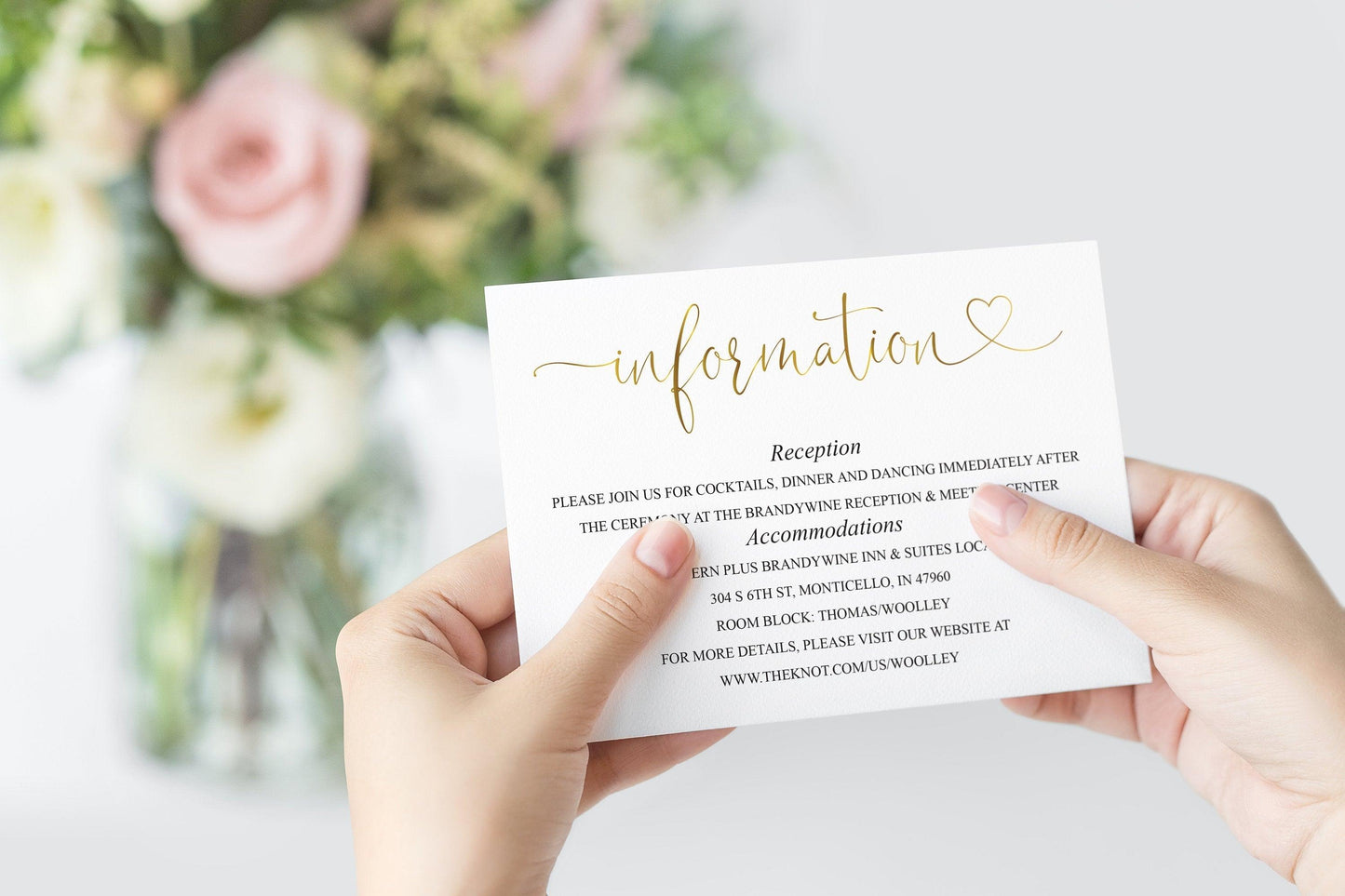 Wedding Details Card Template, Instant Download, Information Card, Wedding Info Card, Calligraphy, Details Template, Gold - Heather - SAVVY PAPER CO