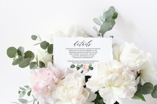 Wedding Details Card Template Instant Download Information Card Wedding Info Card Greenery Wedding Details Template - Scarlett - SAVVY PAPER CO