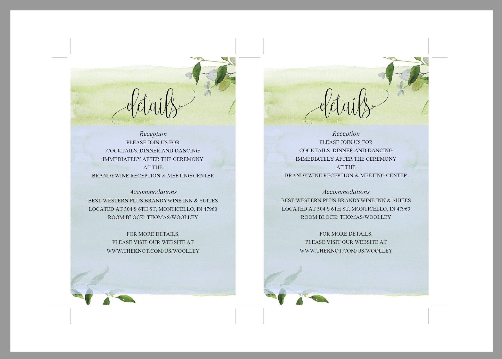 Wedding Details Card Template, Instant Download, Information Card,Wedding Info Card,Watercolor Wedding,Details Template, Greeneryl - MELISSA - SAVVY PAPER CO