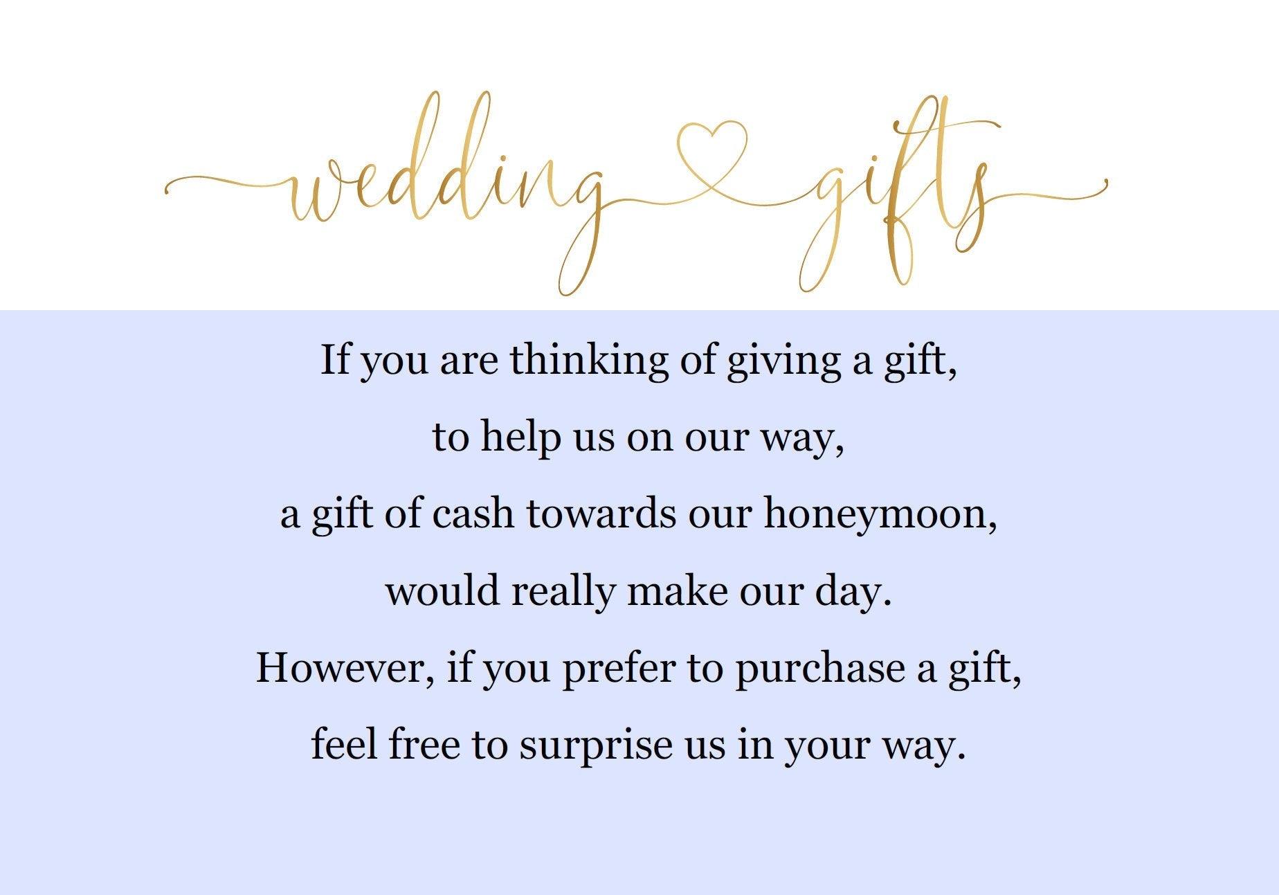 Wedding Gifts Card Template, Honeymoon Fund, Honeymoon Request, Wish Card, Wedding Insert Gold - Heather - SAVVY PAPER CO