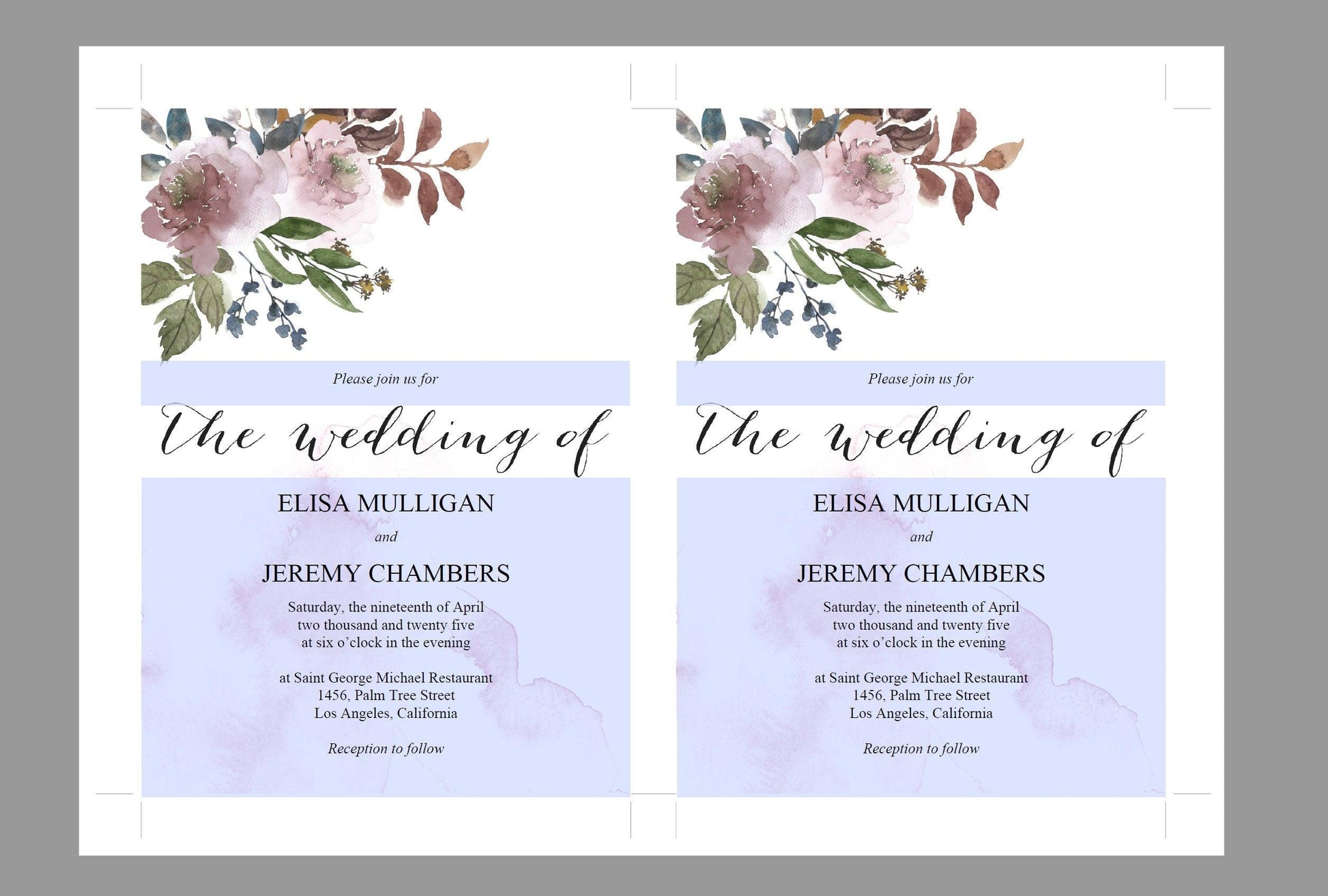 Wedding Invitation Editable Template, Printable DIY Instant Download Invites, Digital Download Floral Invitations- Elisa - SAVVY PAPER CO