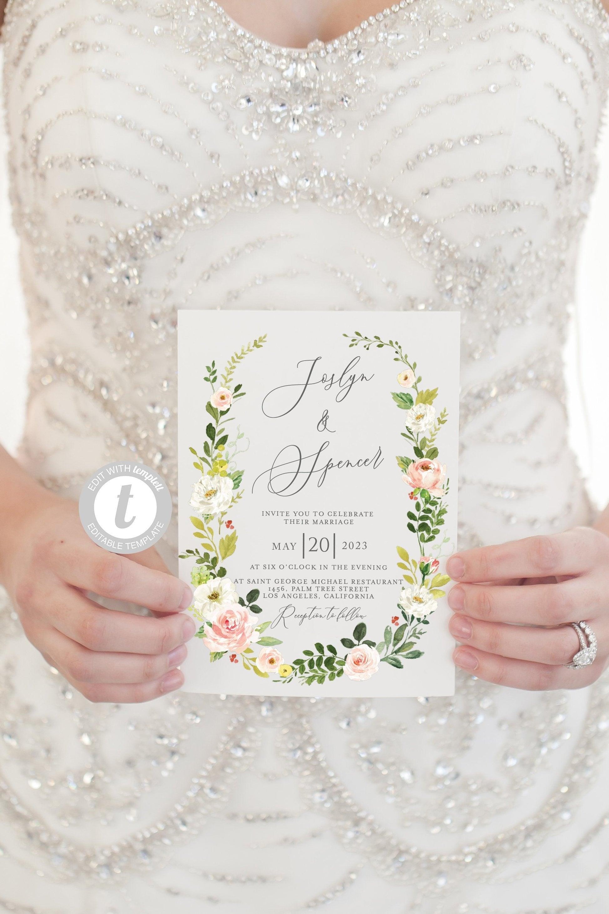 Wedding Invitation Editable Template, Printable DIY Instant Download Invites, Digital Download Invitations 100% Editable -Joss - SAVVY PAPER CO