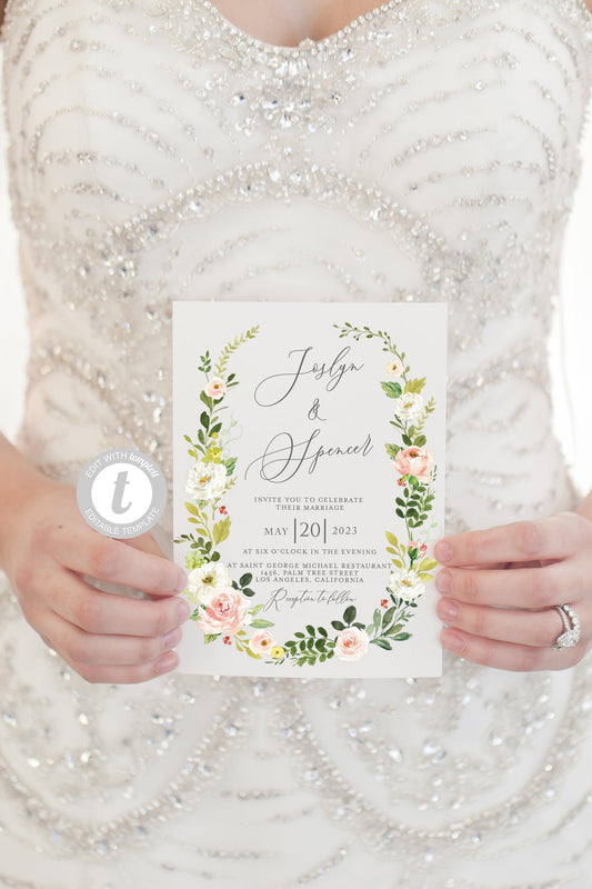 Wedding Invitation Editable Template, Printable DIY Instant Download Invites, Digital Download Invitations 100% Editable -Joss - SAVVY PAPER CO