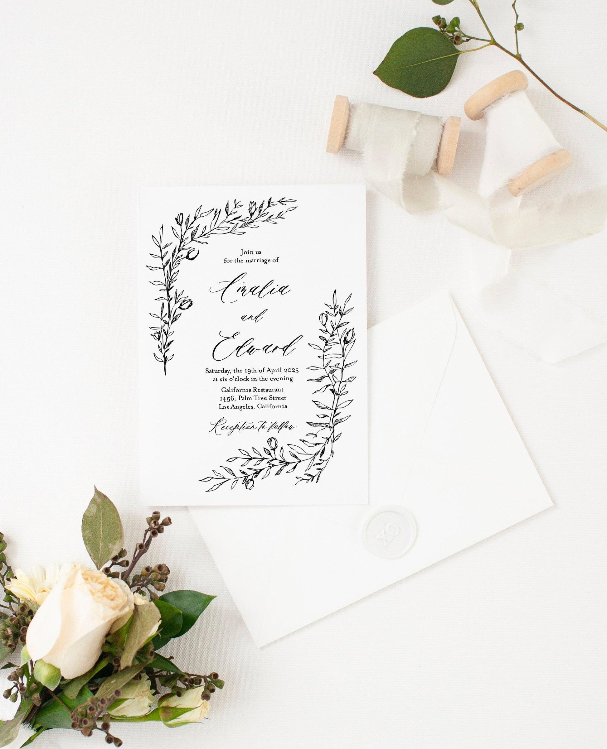 Wedding Invitation Template Instant Download Templett Printable Wedding Editable - Amalia - SAVVY PAPER CO