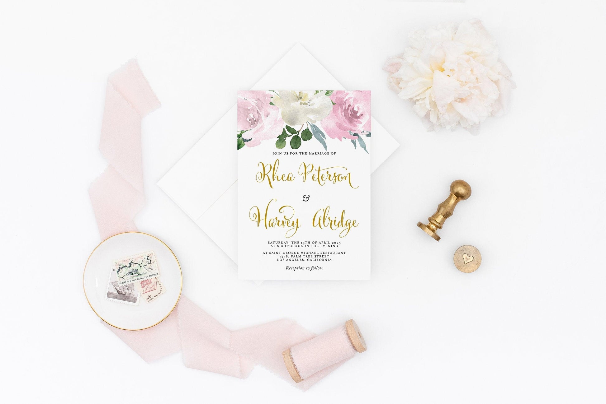 Wedding Invitation Template Instant Download Templett Printable Wedding Editable Blush Dusty Blue - Rhea - SAVVY PAPER CO
