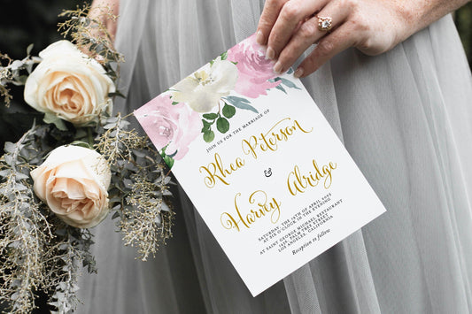 Wedding Invitation Template Instant Download Templett Printable Wedding Editable Blush Dusty Blue - Rhea - SAVVY PAPER CO