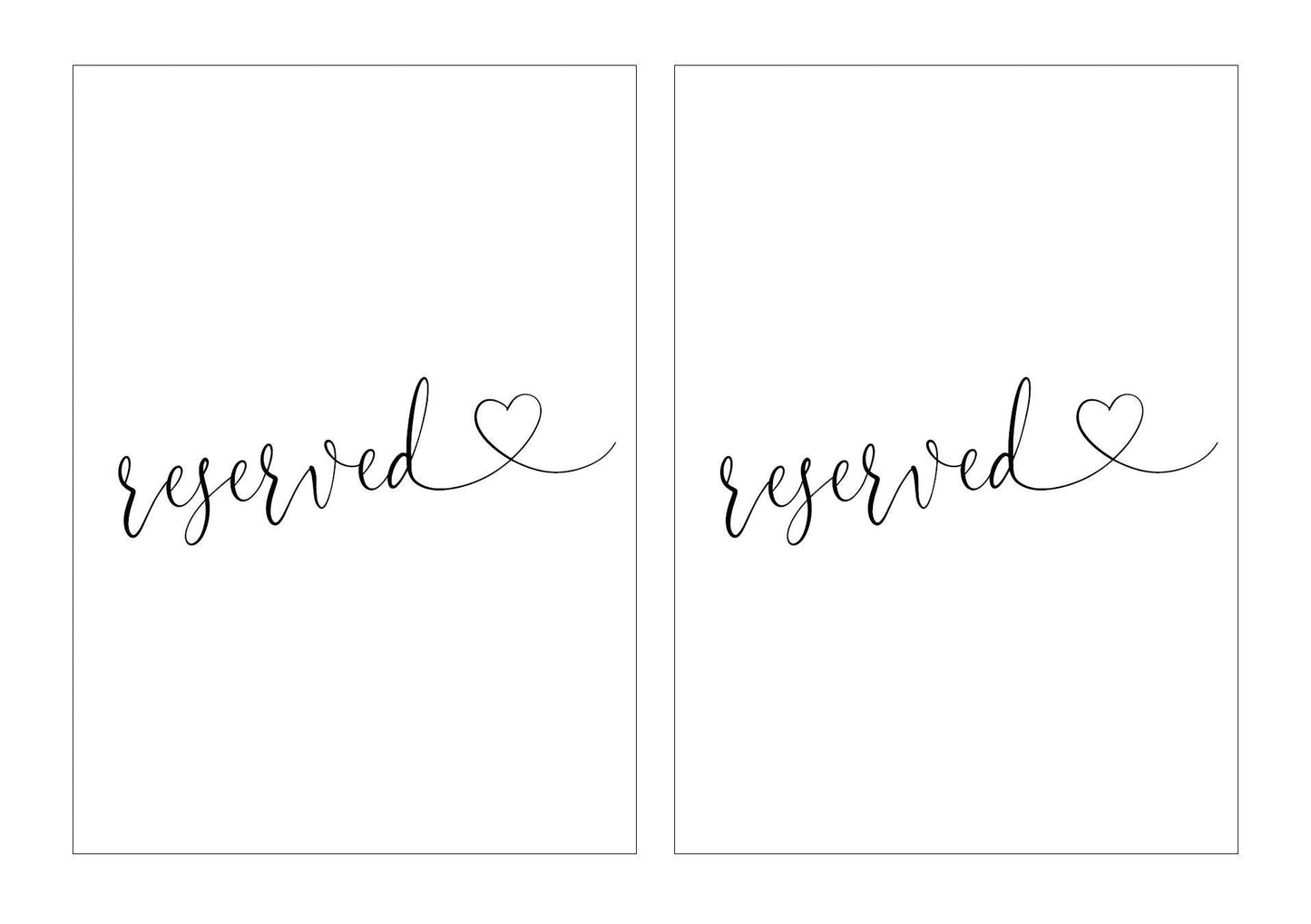 Wedding Reserved for Family Table Sign, Wedding Signs, Calligraphy Heart Wedding Signage - Heather - SAVVY PAPER CO