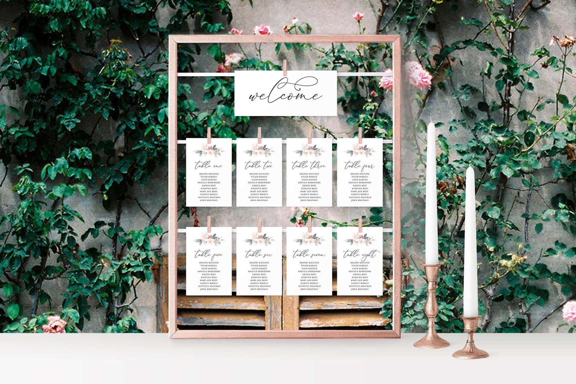 Wedding Seating Chart Template Printable Floral Seating Sign Seating Cards Editable Text INSTANT DOWNLOAD - Fleur - SAVVY PAPER CO