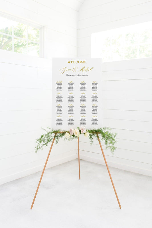 Wedding Seating Chart Template, Printable Seating Sign, Editable Text INSTANT DOWNLOAD - Grace - SAVVY PAPER CO