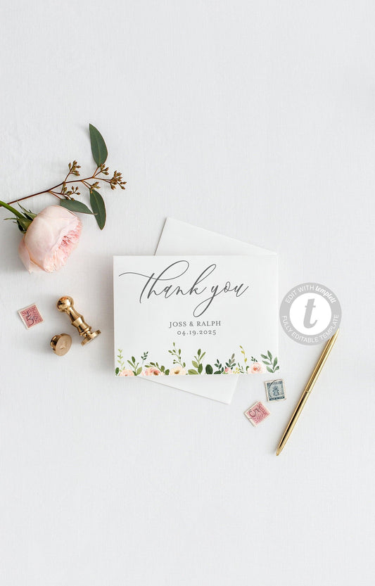 Wedding Thank You Card, Instant Download, Thank you Cards, Printable Thank You, Greenery Wedding - JESS - SAVVY PAPER CO