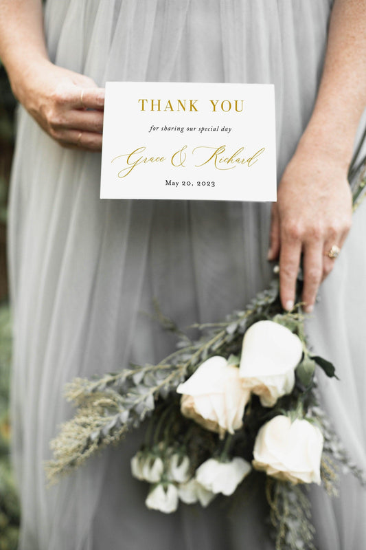 Wedding Thank You Card, Instant Download, Thank you Cards, Printable Thank You, Wedding Cards, Calligraphy - Grace - SAVVY PAPER CO