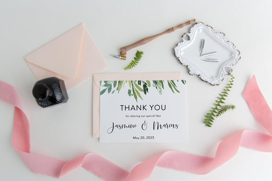 Wedding Thank You Card, Instant Download, Thank you Cards, Printable Thank You, Wedding Cards, Calligraphy - Jasmine - SAVVY PAPER CO