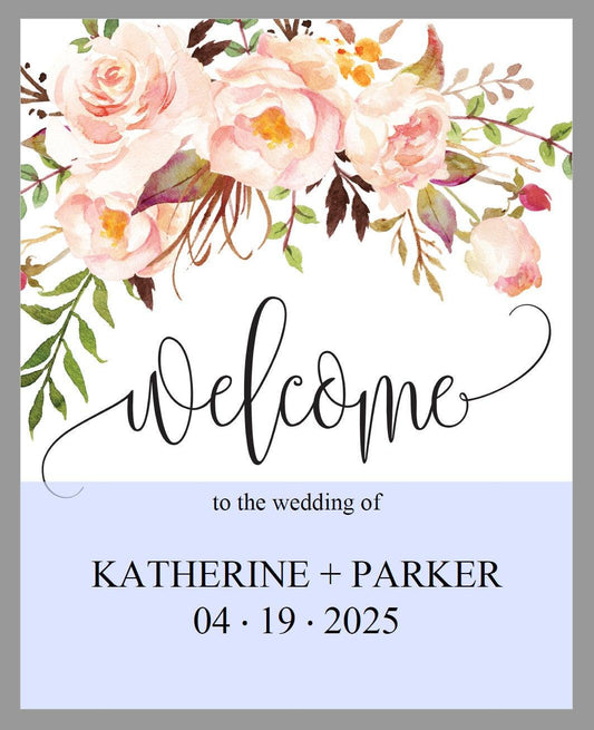 Wedding Welcome Sign Template, Blush, Floral Welcome Wedding Sign, Instant Download, Printable Welcome Sign - KATHERINE - SAVVY PAPER CO