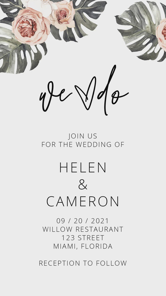 Download immediato di Boho Wedding Video Evite, invito elettronico, invito video di nozze, invito animato